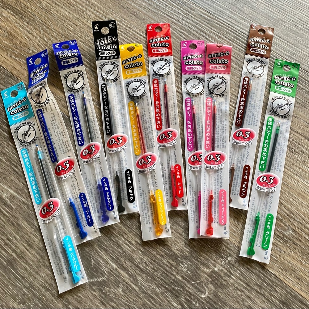 New 10 Gel Ink Refills for the Pilot Hi-Tec-C Coleto Pen (pen not included)